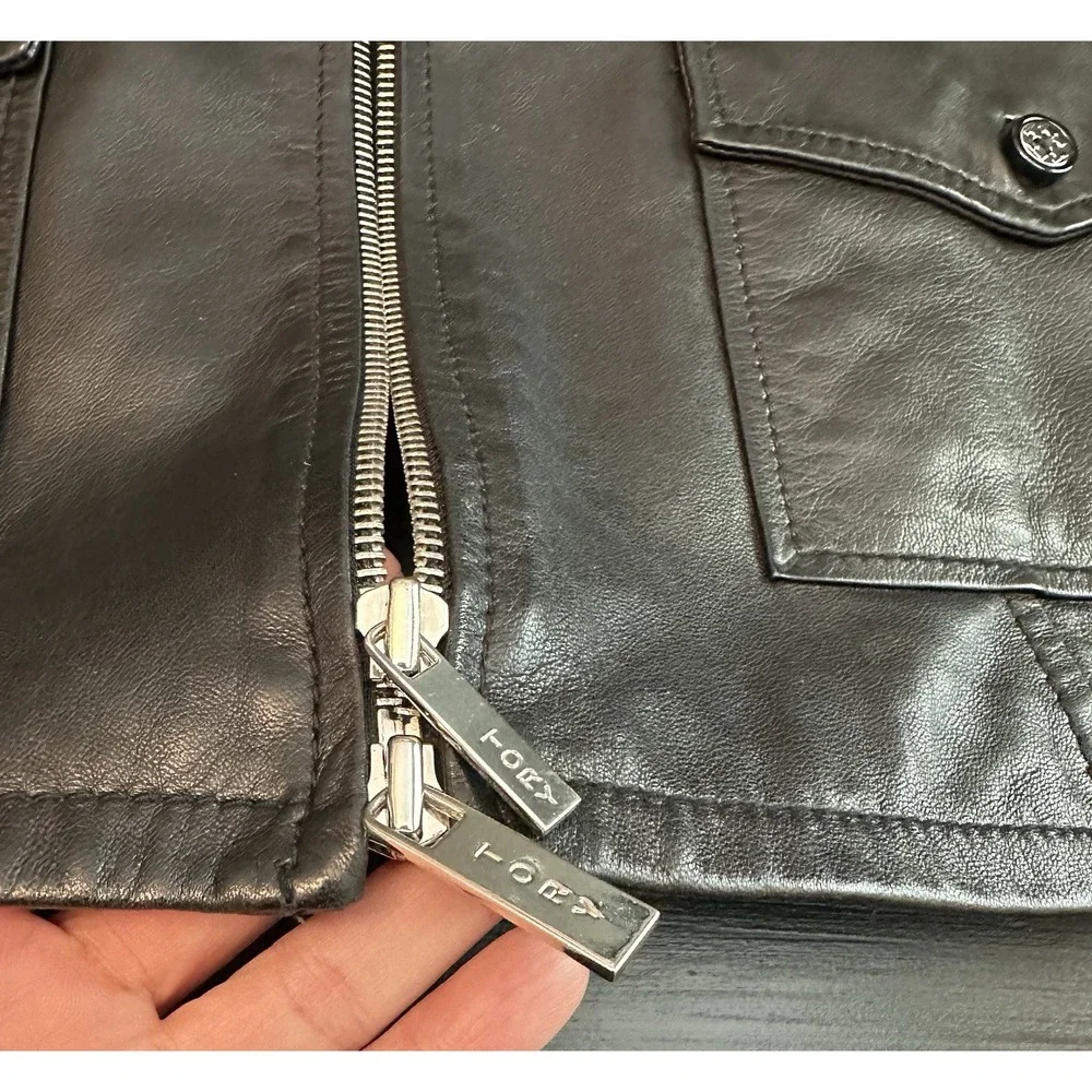 Tory Burch Black Leather Moto / Biker Jacket - Soft Leather‎ *Size 10 /Medium